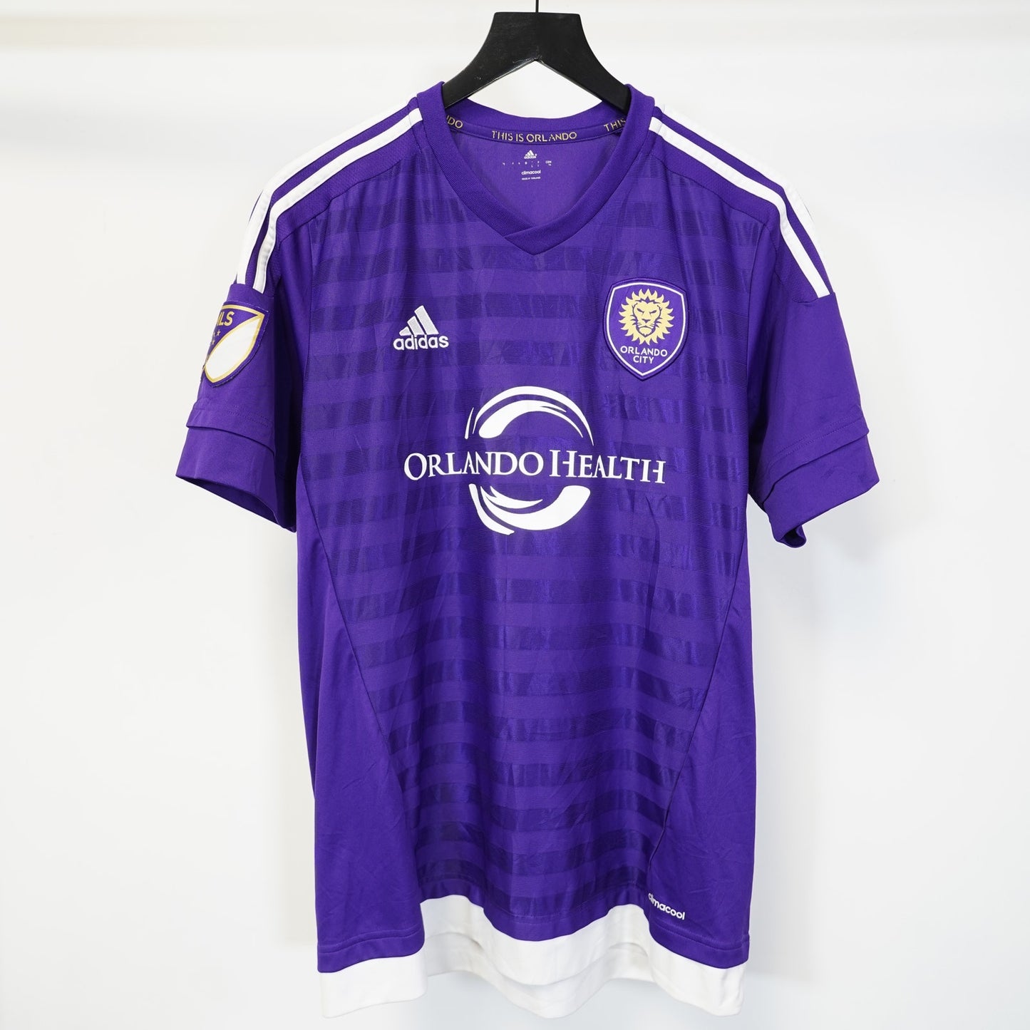 (L) Adidas Orlando City SC 2015-2016 Home Soccer Jersey Men's L Purple Futbol MLS