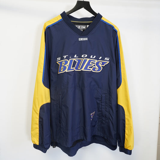 (XL) Vintage St. Louis Blues Hockey CCM Embroidered Pullover Jacket Men's XL Blue