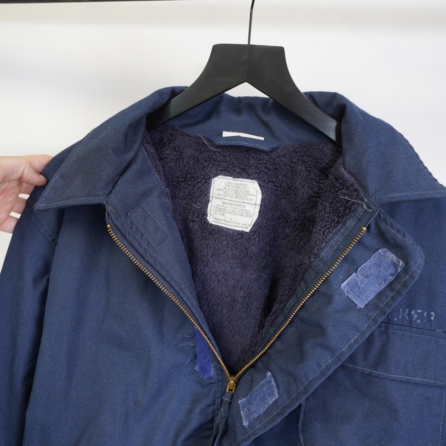 (L) Vintage US Navy Aramid Cold Weather Deck Jacket 90s Military Men's L Blue Bomber