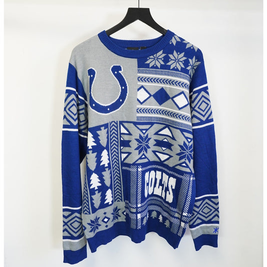 (L) Indianapolis Colts NFL Team Apparel Knit Christmas Sweater Men's L Blue Gray