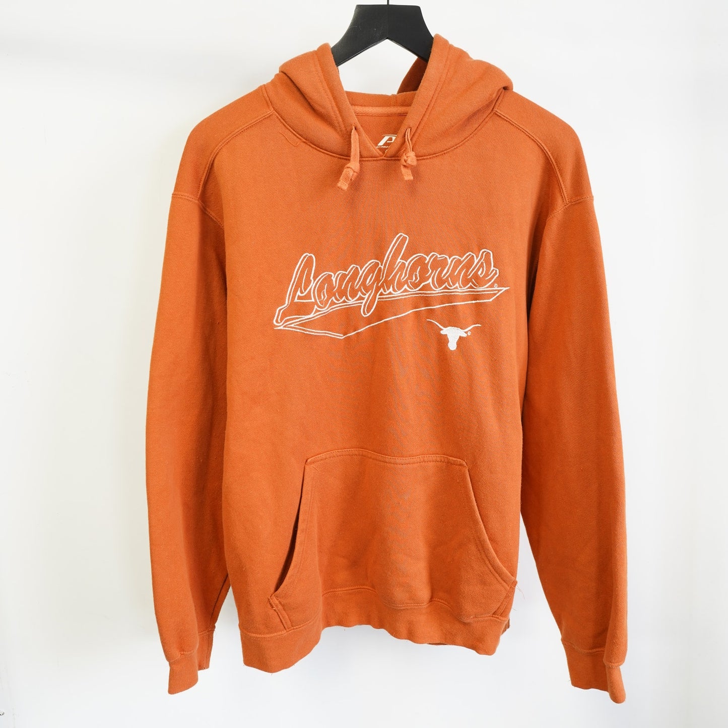 (M) University of Texas Longhorns Embroidered Hoodie Men's M Orange Pro Player UT