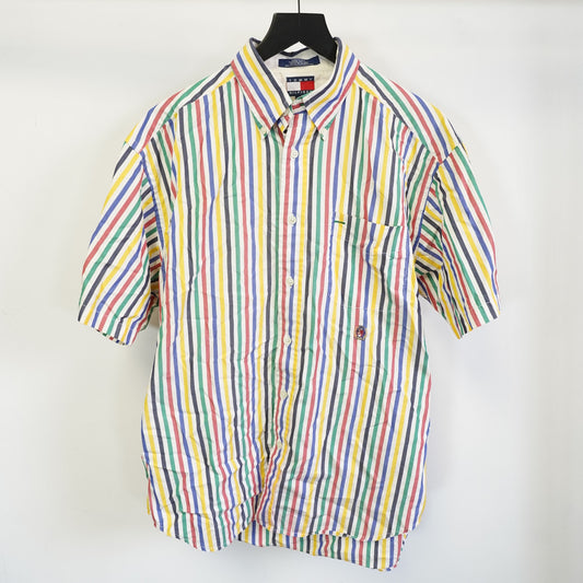 (M) Vintage 90s Multicolor Tommy Hilfiger Button Up Shirt Men's M Retro Preppy