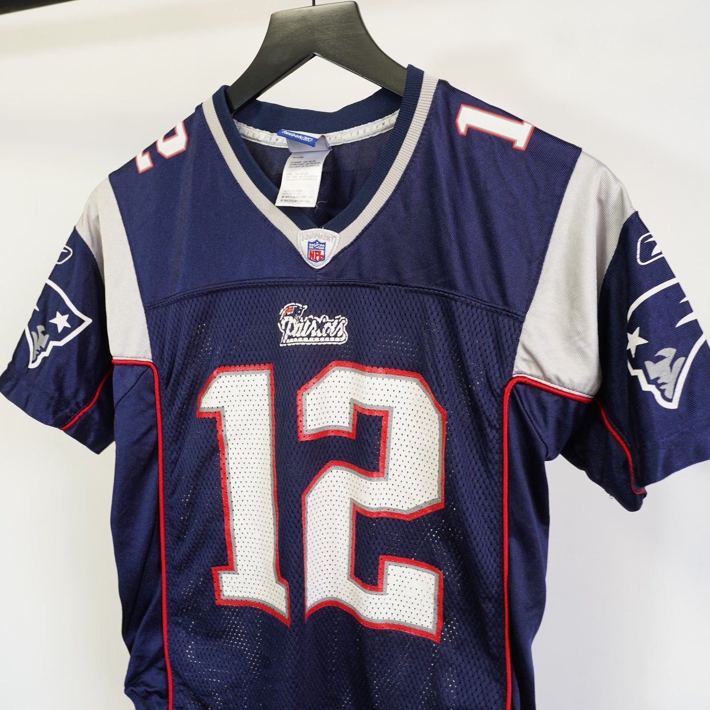 (Boy's M) Vintage Tom Brady New England Patriots Reebok Football Jersey Boy's M Navy Blue