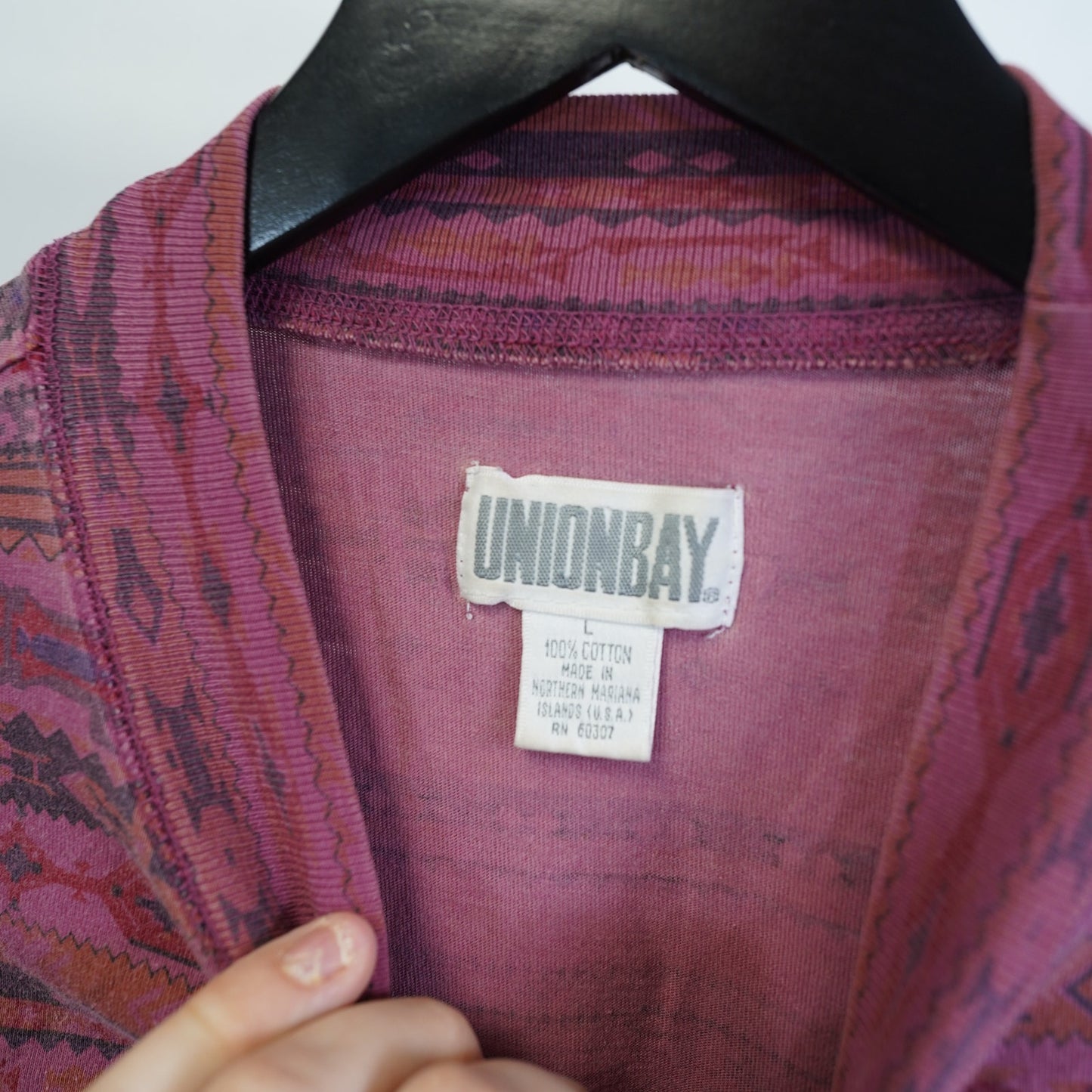 (L) Vintage 90s Striped Surf Longsleeve T-Shirt Union Bay Geometric Mens L Red Retro