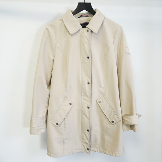 (Women's M) Tommy Hilfiger Rain Jacket Trench Coat Beige Tan Blazer