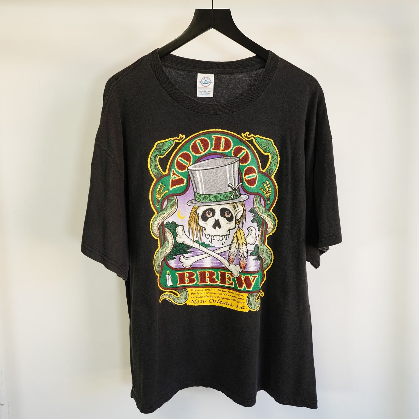 (L) Vintage New Orleans Voodoo Brew Beer T-Shirt Skull Crossbones Brewery