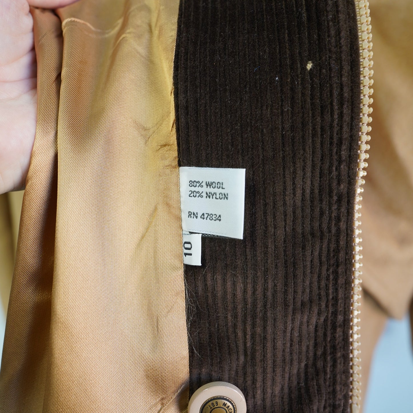 (Women's M) Vintage Mackintosh New England Wool Overcoat Jacket Women's 10 M Tan Plaid Lined