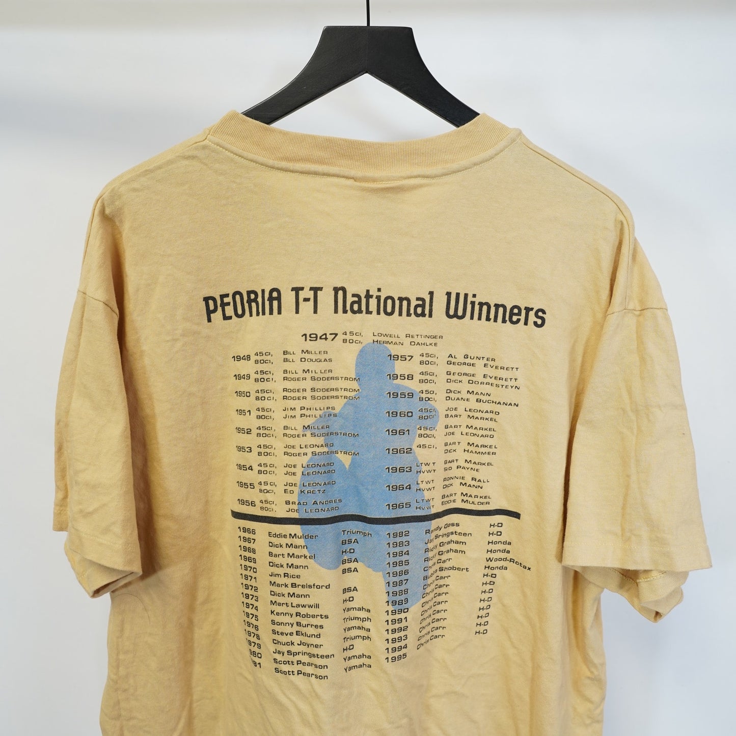 (XL) Vintage Peoria Motocross Single Stitch Racing T-Shirt Men's XL Tan Hanes Biker