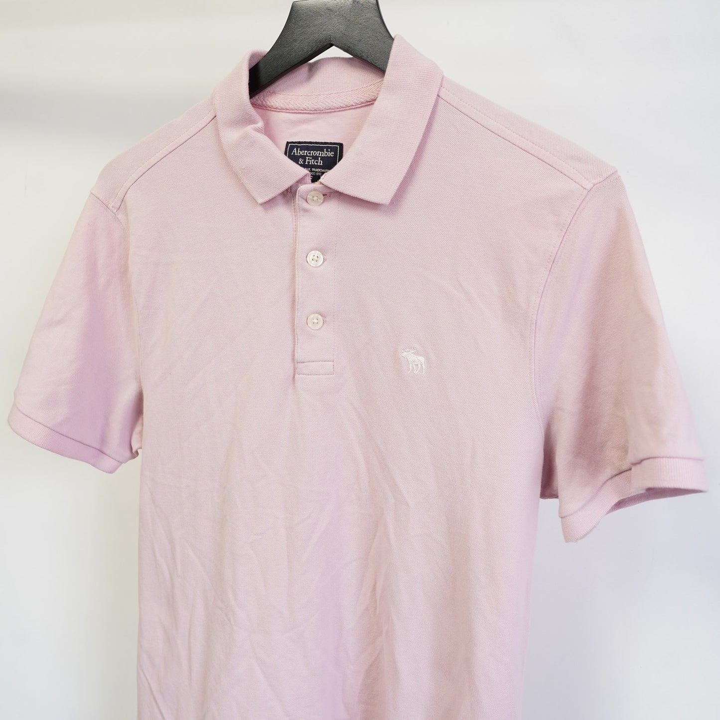 (L) Vintage Abercrombie & Fitch Y2K Moose Logo Polo Shirt Men's L Fitted Pink 2000s