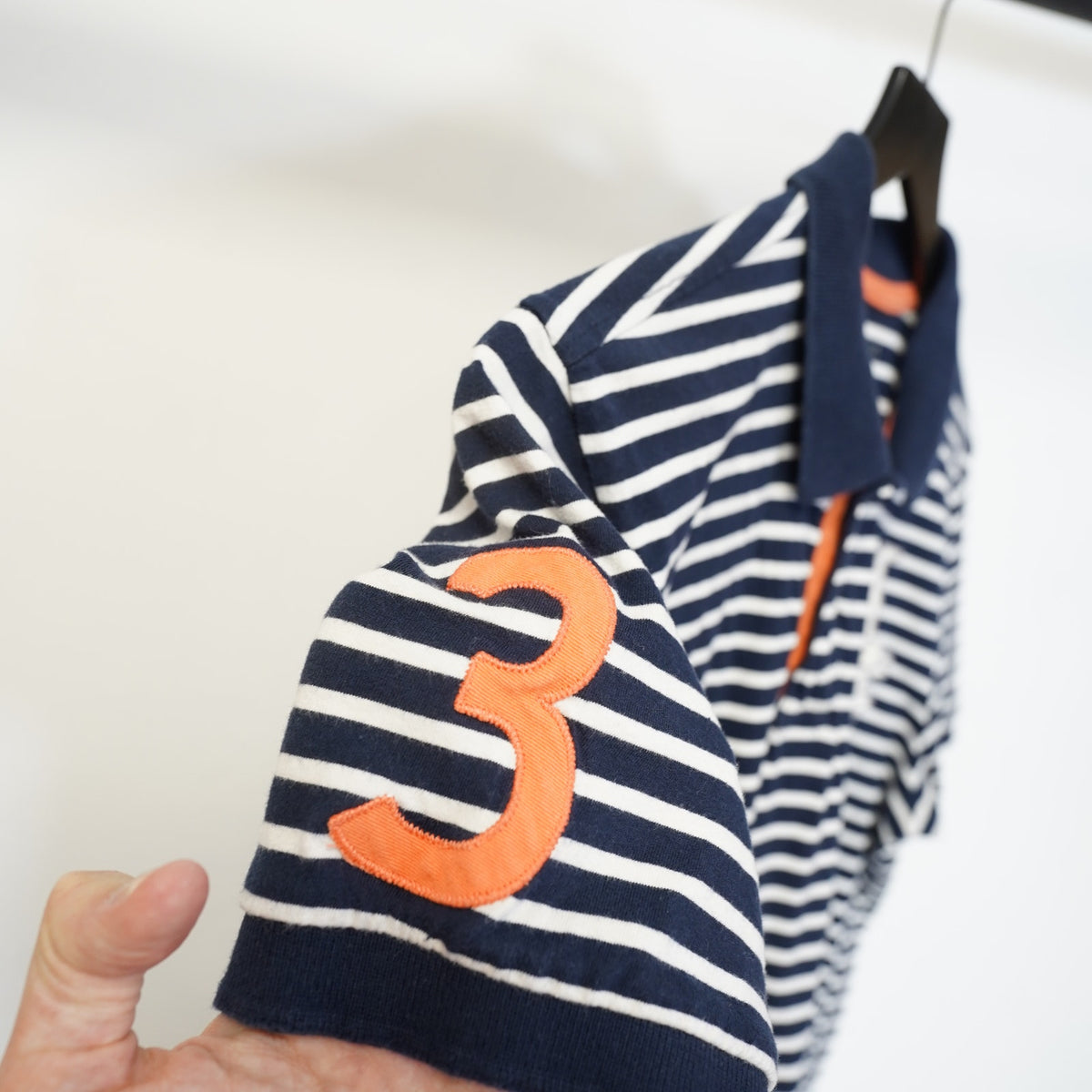 (M) Aeropostale Embroidered Striped Polo Shirt Y2K Men's M Blue White 2000s Preppy