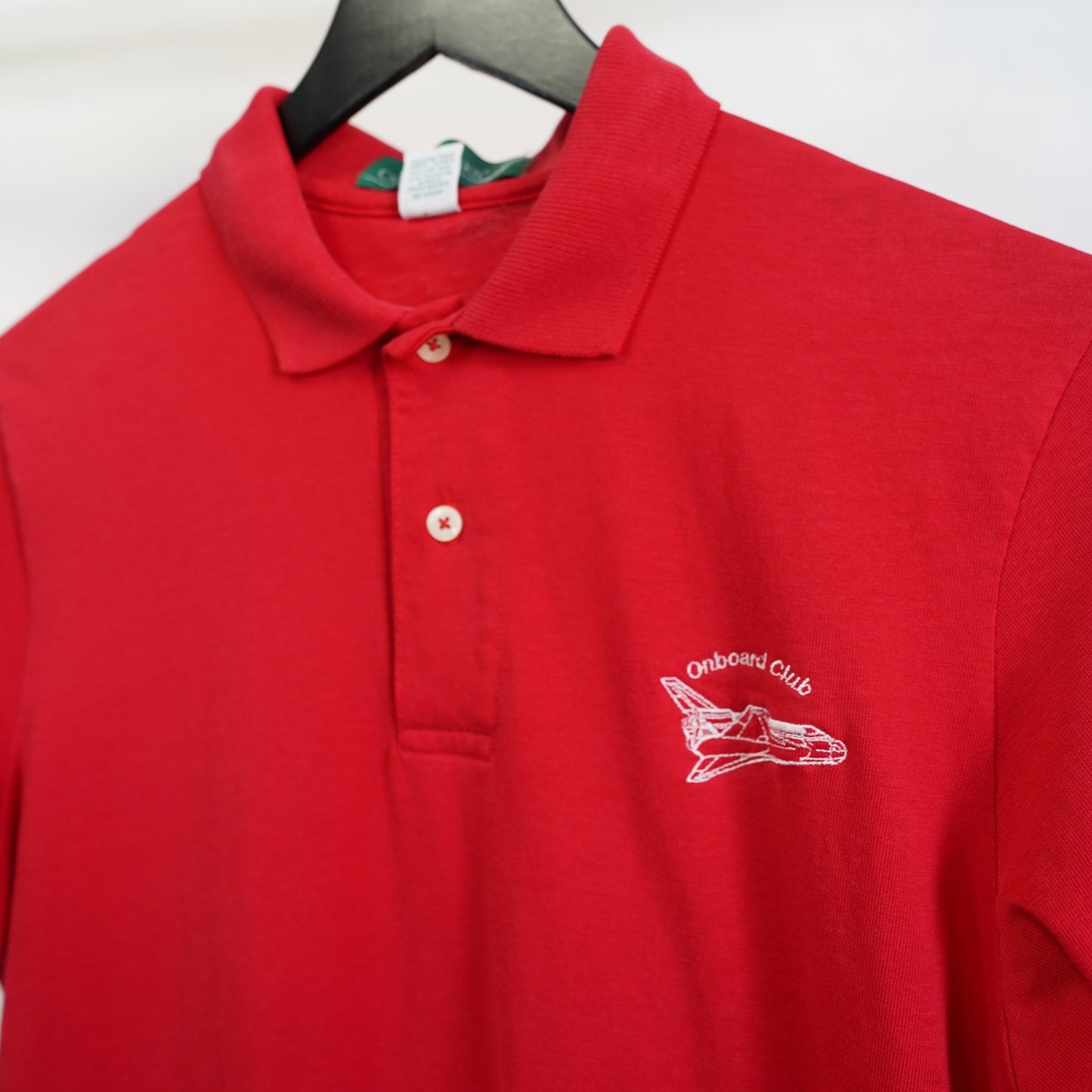 (S) Vintage 1980s Nasa Onboard Club Space Shuttle Embroidered Polo Shirt Men's S Red