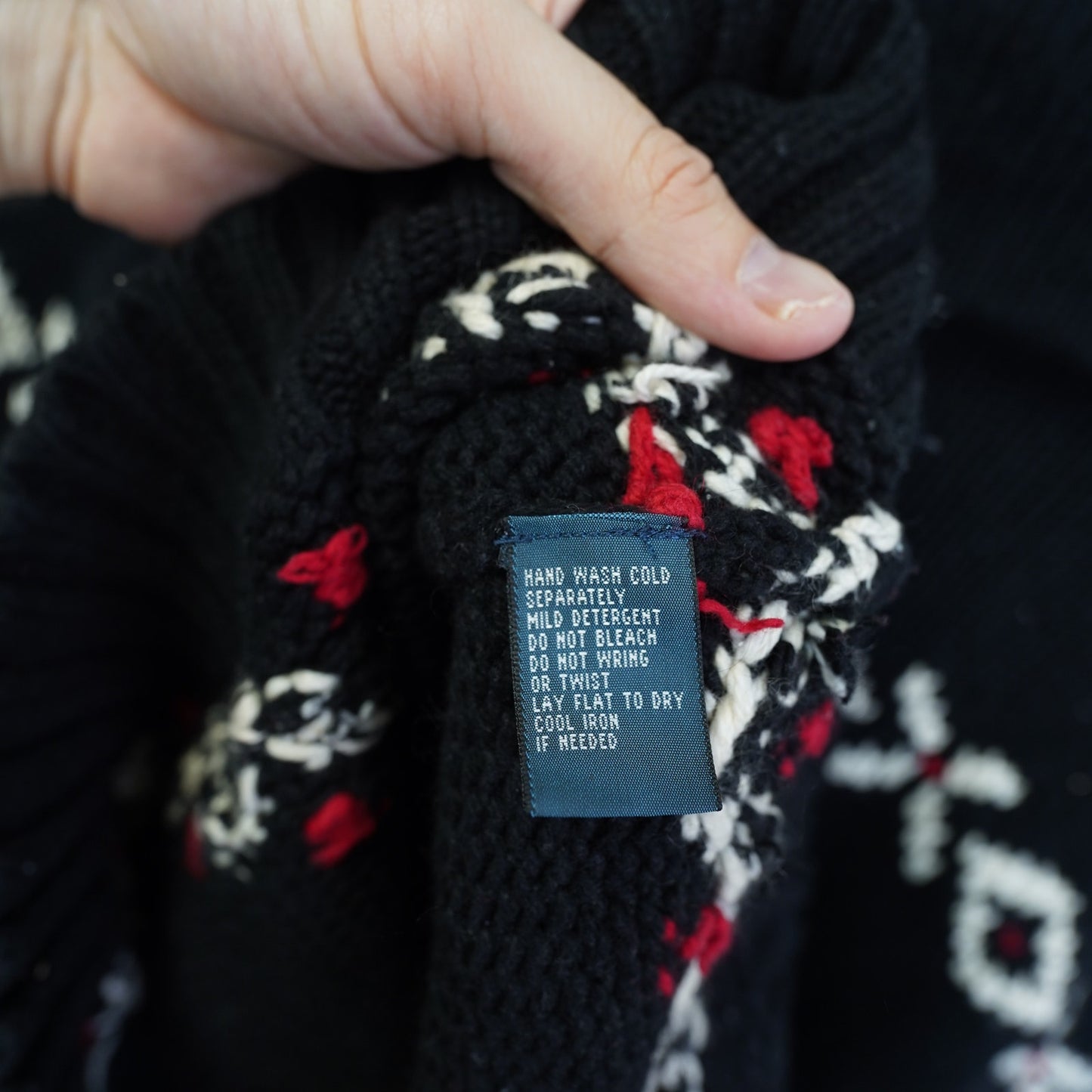 (L) Polo Ralph Lauren Nordic Snowflake Shawl Collar Sweater Men's L Black Cashmere