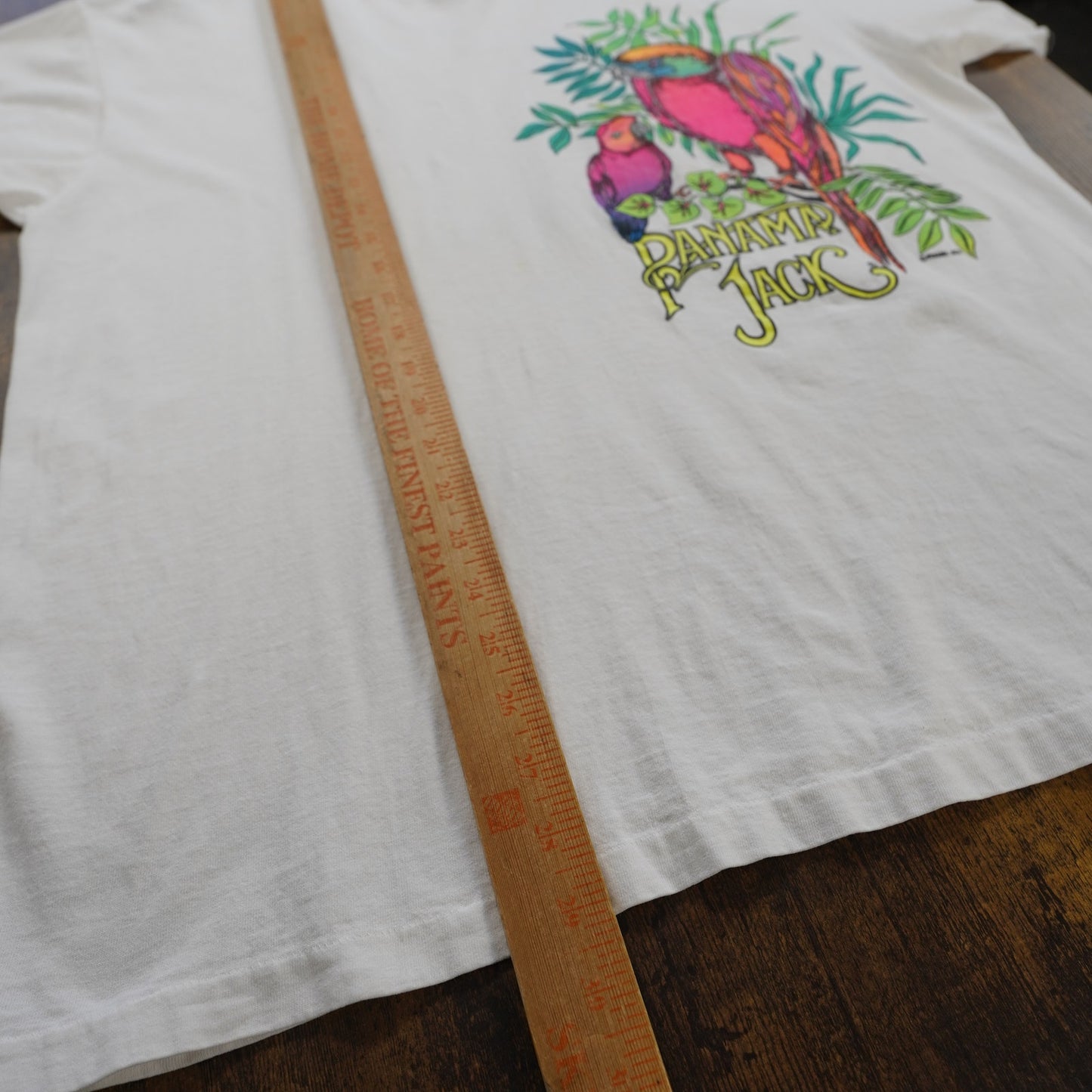 (XL) Vintage Panama Jack Single-Stitch Surf T-Shirt Men's XL White Parrot Nature 90s