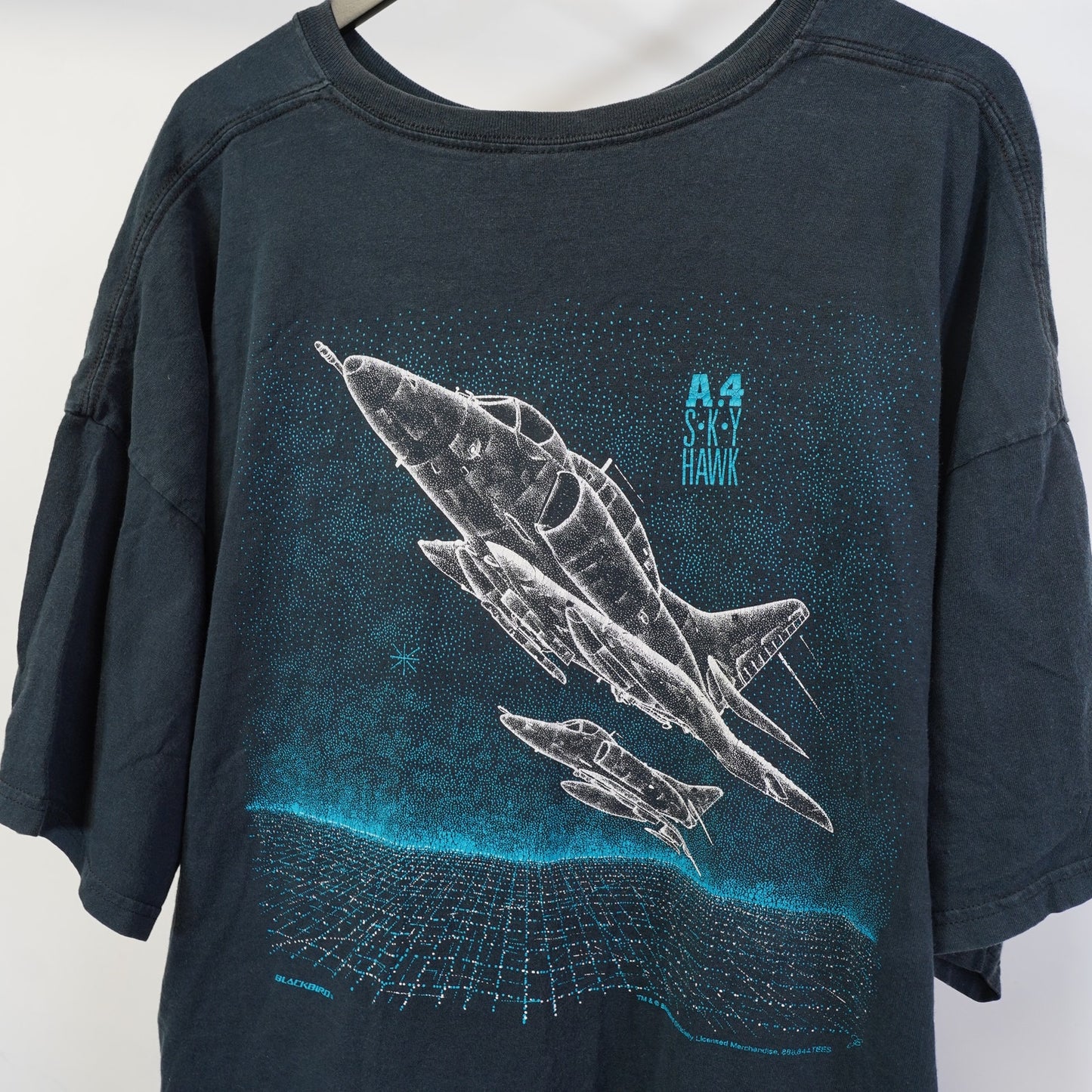 (4XL) Vintage Fighter Jet A4 Skyhawk T-Shirt Men's 4XL Black Schematic Plane Aviation