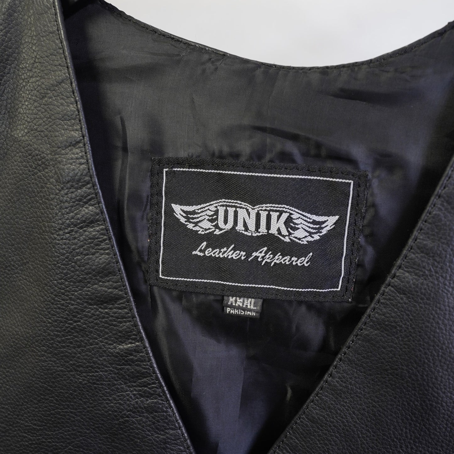 (Women's XL) Vintage Western Leather Unik Biker Vest Fringe Motorcycle Women's XXL Black