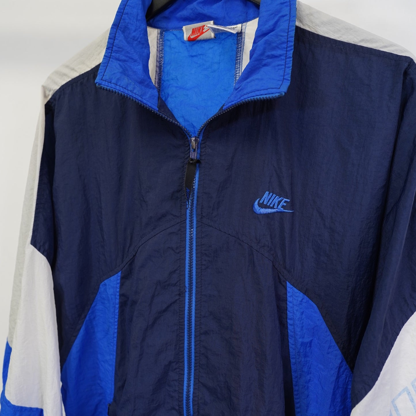 (M) Vintage Nike Windbreaker Jacket Blue White 90s Full Zip