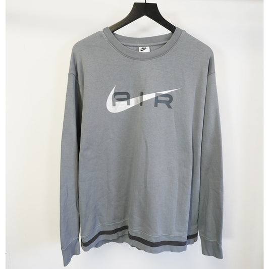 (XXL) Vintage Nike Air Big Swoosh Crewneck Sweatshirt Men's XXL Gray Y2K 2000s Retro