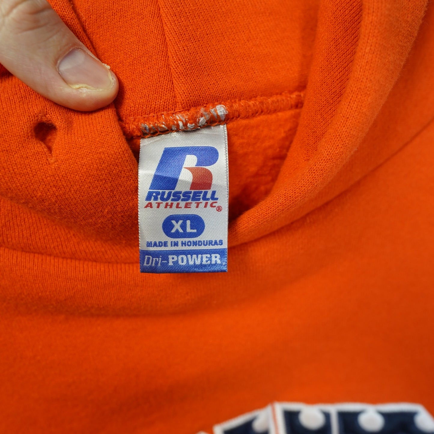 (XL) Auburn Tigers Embroidered Russell Athletic Hoodie Men's XL Orange Polka Dot