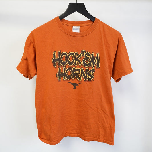 (S) Texas Longhorns Hook'em Horns Retro Burnt Orange T-Shirt Women's S Youth XL