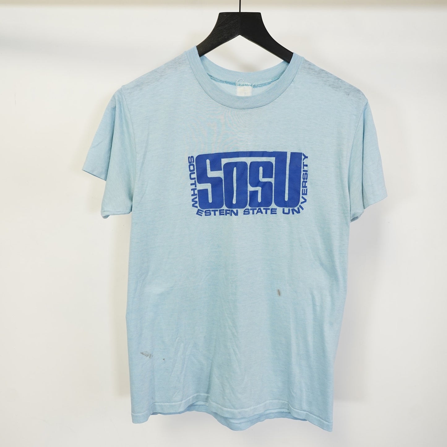 (S) True Vintage 70s Southwestern State University T-Shirt Men's S Baby Blue Worn