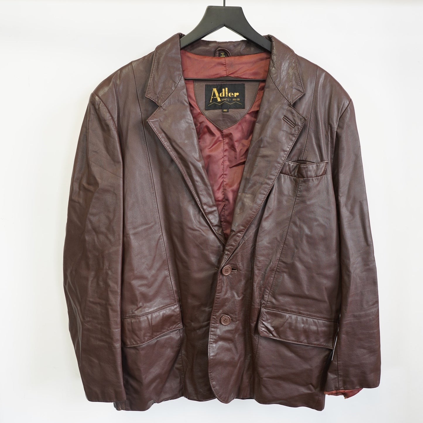 (L) True Vintage Adler Western Leather Overcoat Blazer Jacket Men's XL Sz. 46 Brown