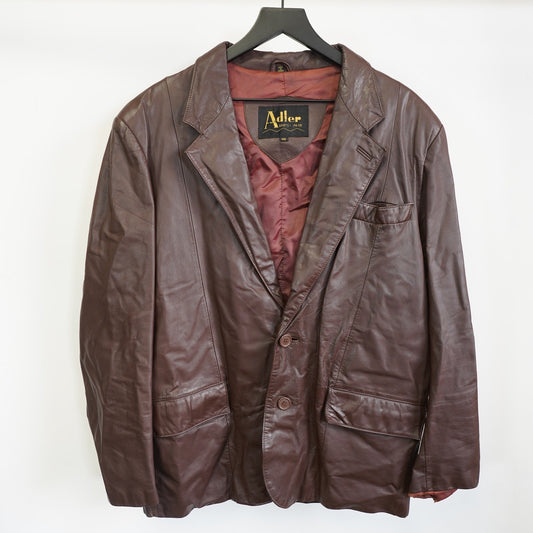 (L) True Vintage Adler Western Leather Overcoat Blazer Jacket Men's XL Sz. 46 Brown
