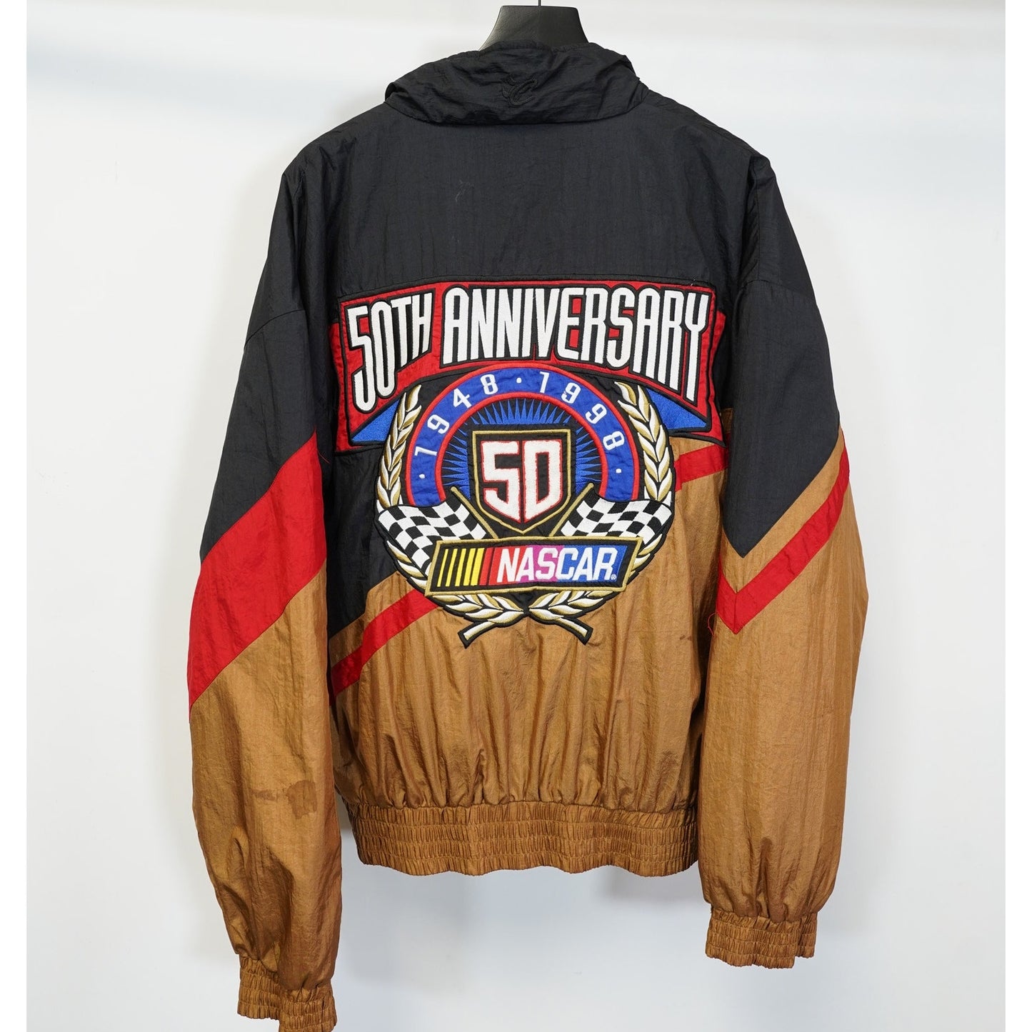 (XL) Vintage Nascar 50th Anniversary Chase Racing Jacket Men's XL 90s Black Gold