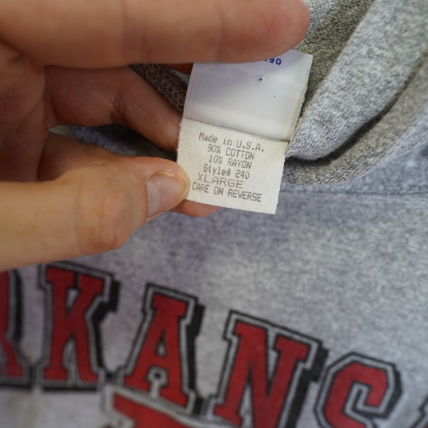 (XL) Vintage Arkansas Razorbacks MV Sport 90s Light Hoodie Gray USA Made