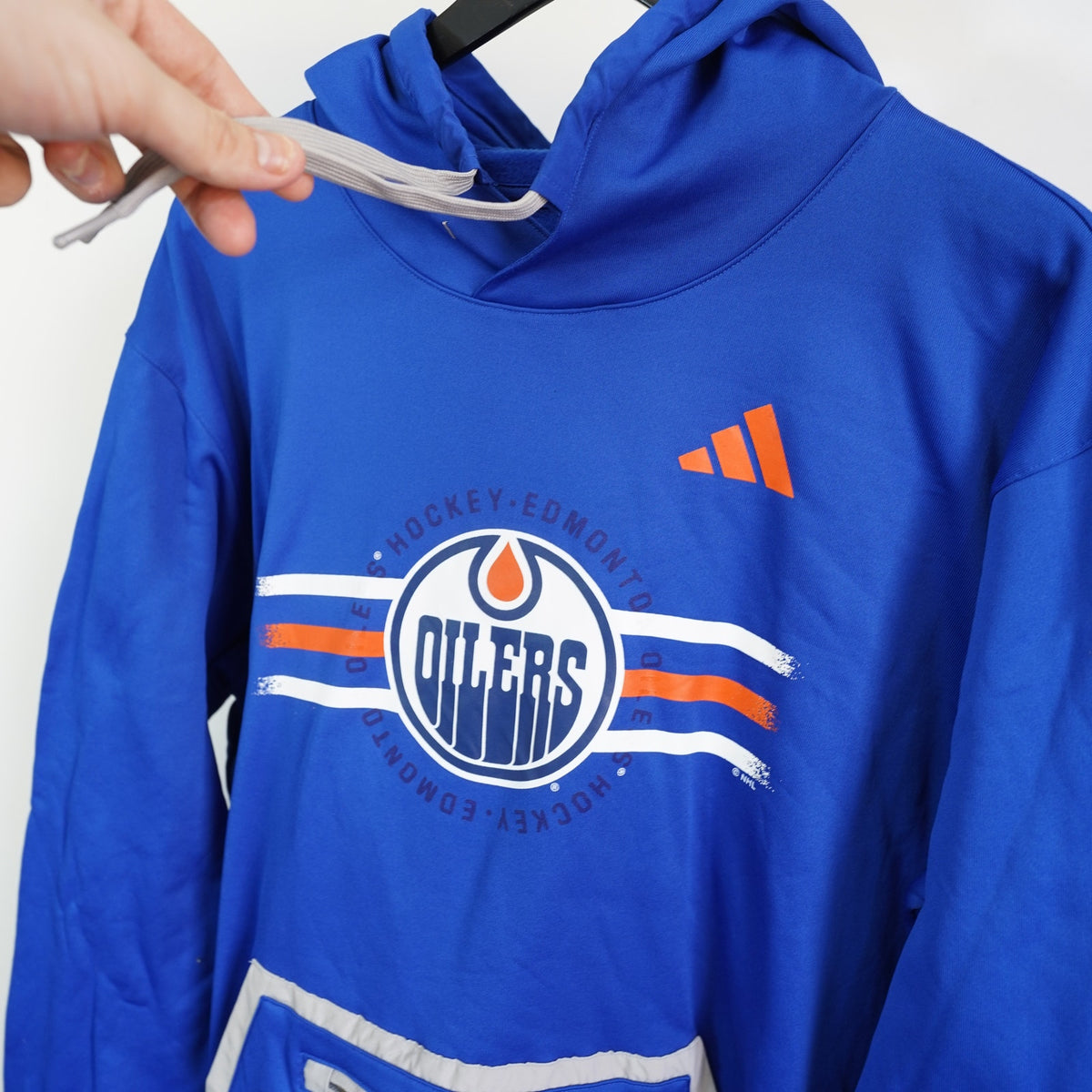 (XL) Edmonton Oilers Adidas Hockey Pullover Hoodie Retro NHL Men's XL Blue Gray