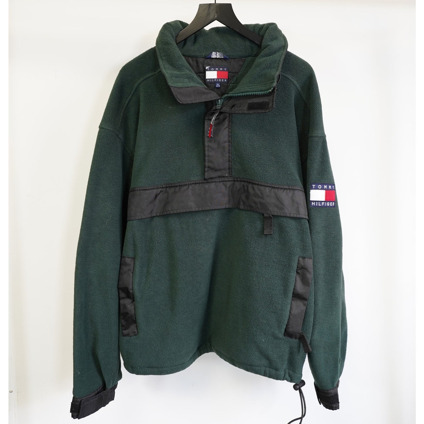 (XL) Vintage Tommy Hilfiger 90s Fleece 1/4 Zip Anorak Pullover Jacket Men's XL Green