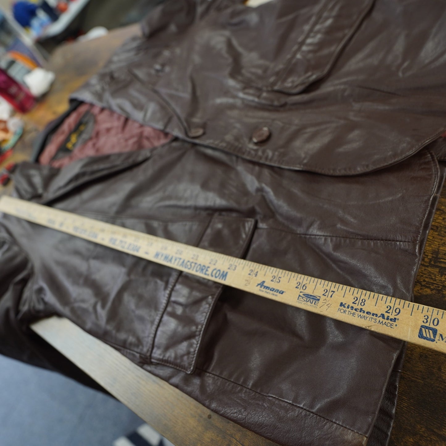 (L) True Vintage Adler Western Leather Overcoat Blazer Jacket Men's XL Sz. 46 Brown