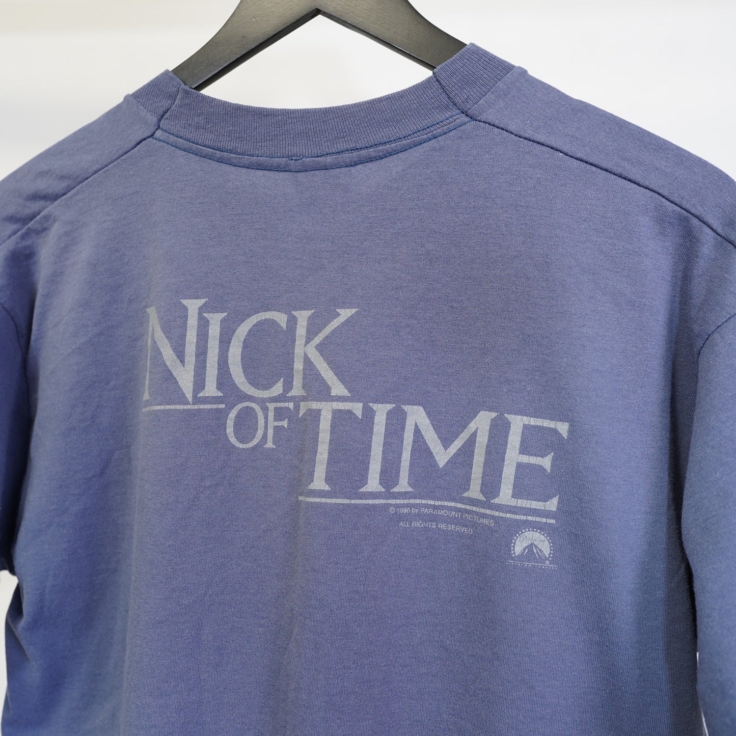 (L) Vtg Nick of Time Movie Promo T-Shirt 1995 Men's L Single Stitch Blue Johnny Depp