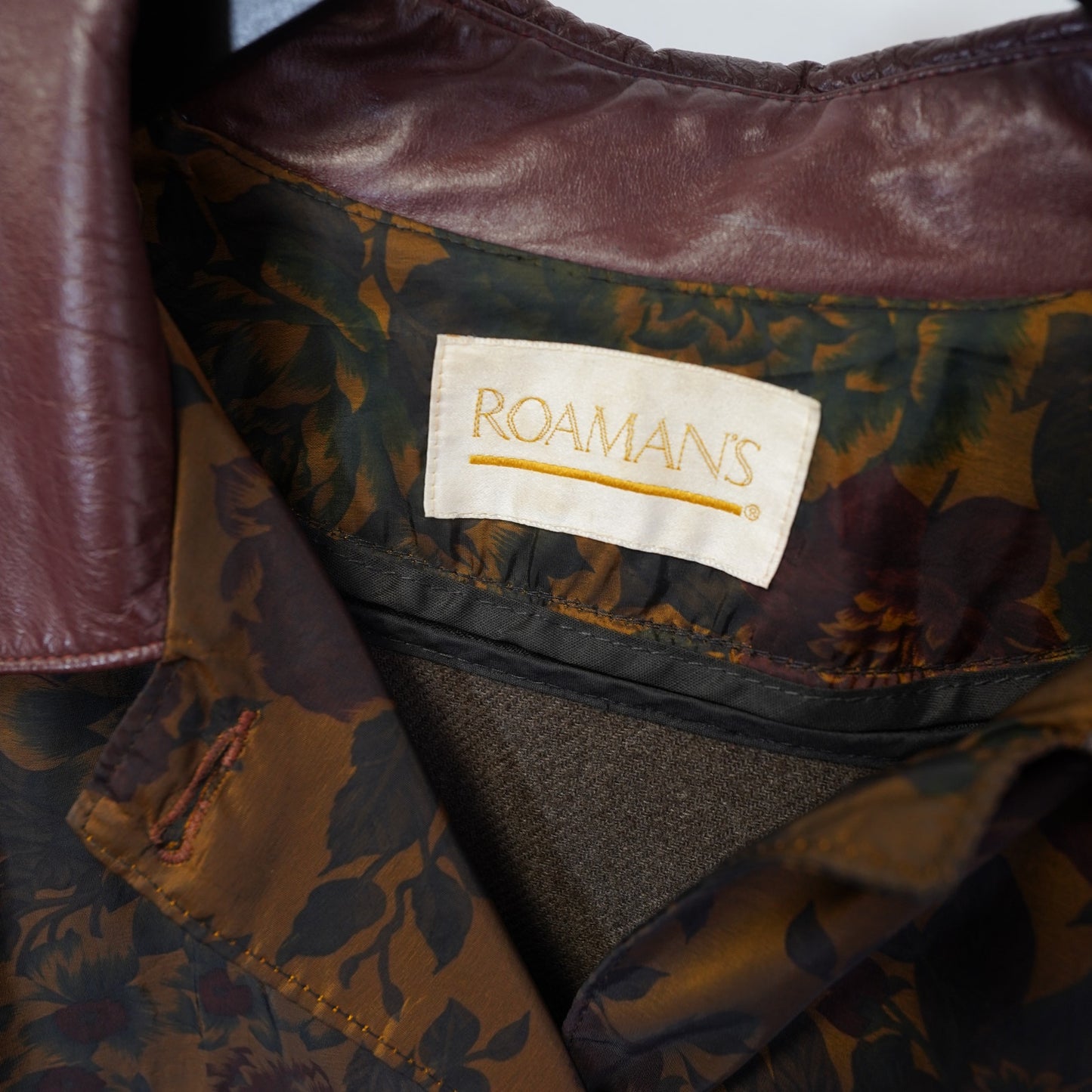 (Women's M) Vintage Roamans Floral Iridescent Trench Coat Flower Print Women's M Sz. 8 Brown