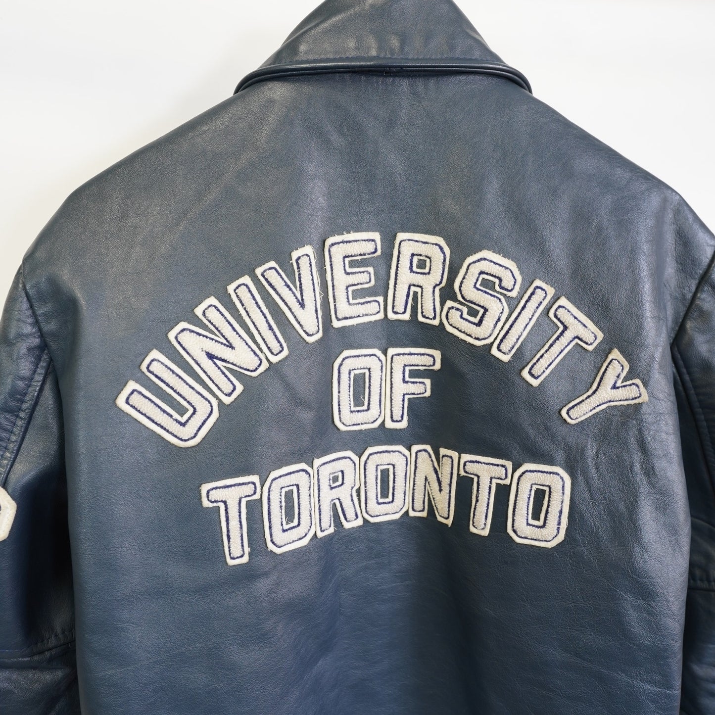 (M) Vintage University of Toronto Blue Leather Varsity Jacket Men's M 40T Astro