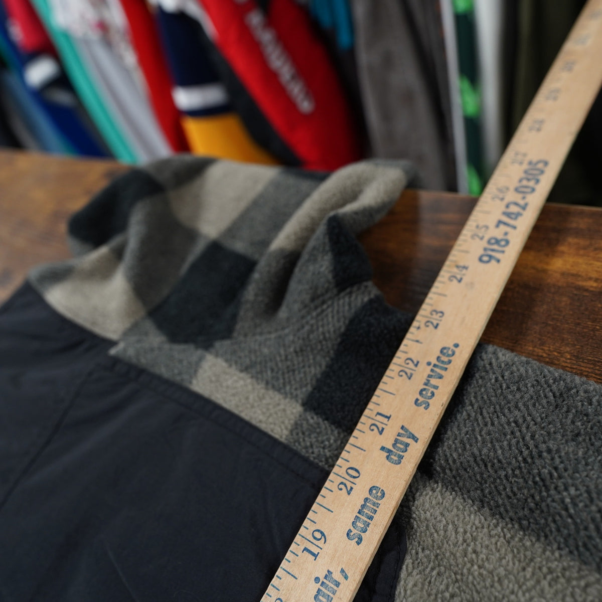 Vtg Columbia Sportswear Titanium Series Buffalo Plaid Fleece Jacket Mens L Black