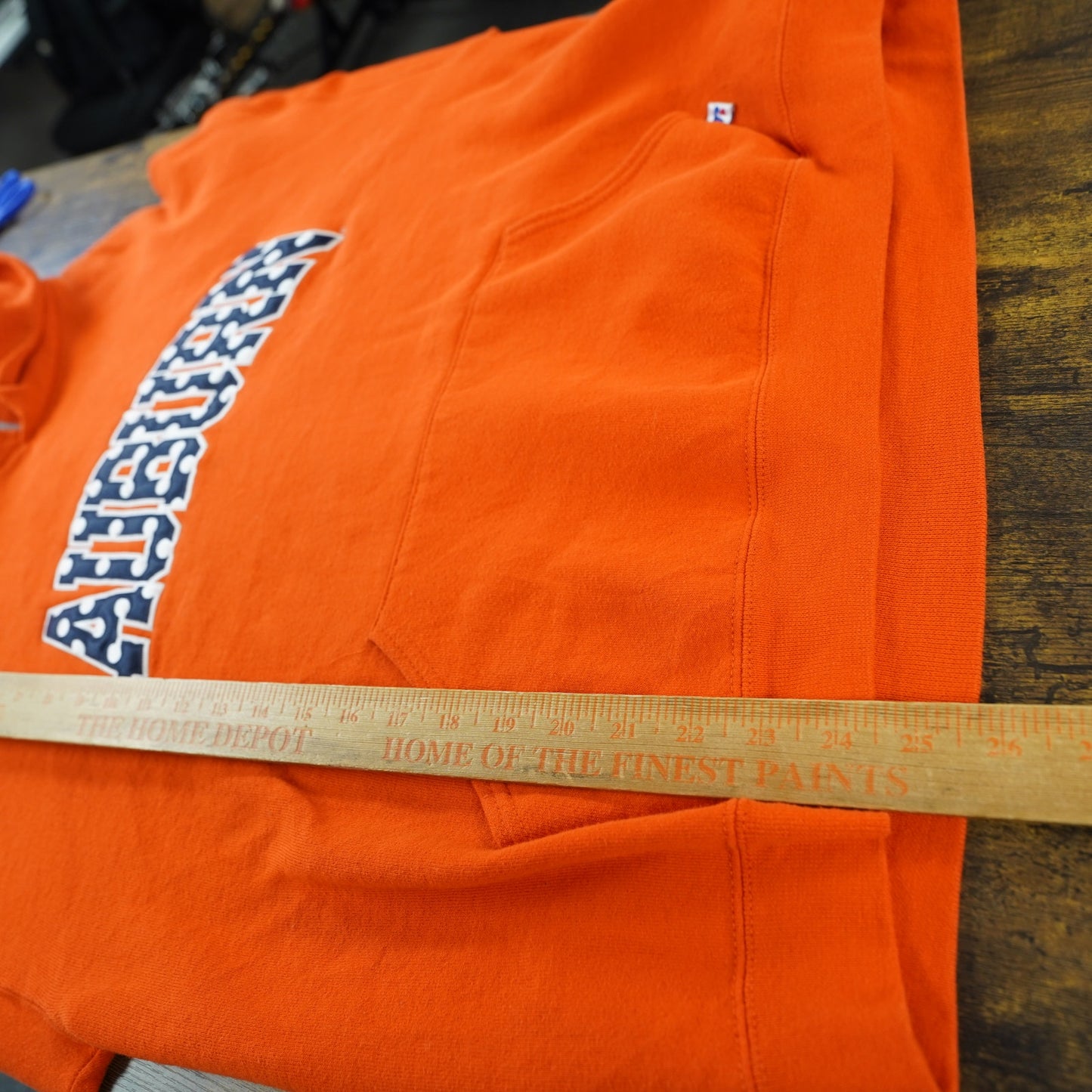 (XL) Auburn Tigers Embroidered Russell Athletic Hoodie Men's XL Orange Polka Dot