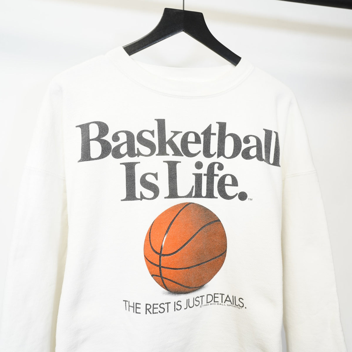 (XXL) Vintage Basketball is Life 90s Sweatshirt Men's XXL White Big Ball Sports Retro