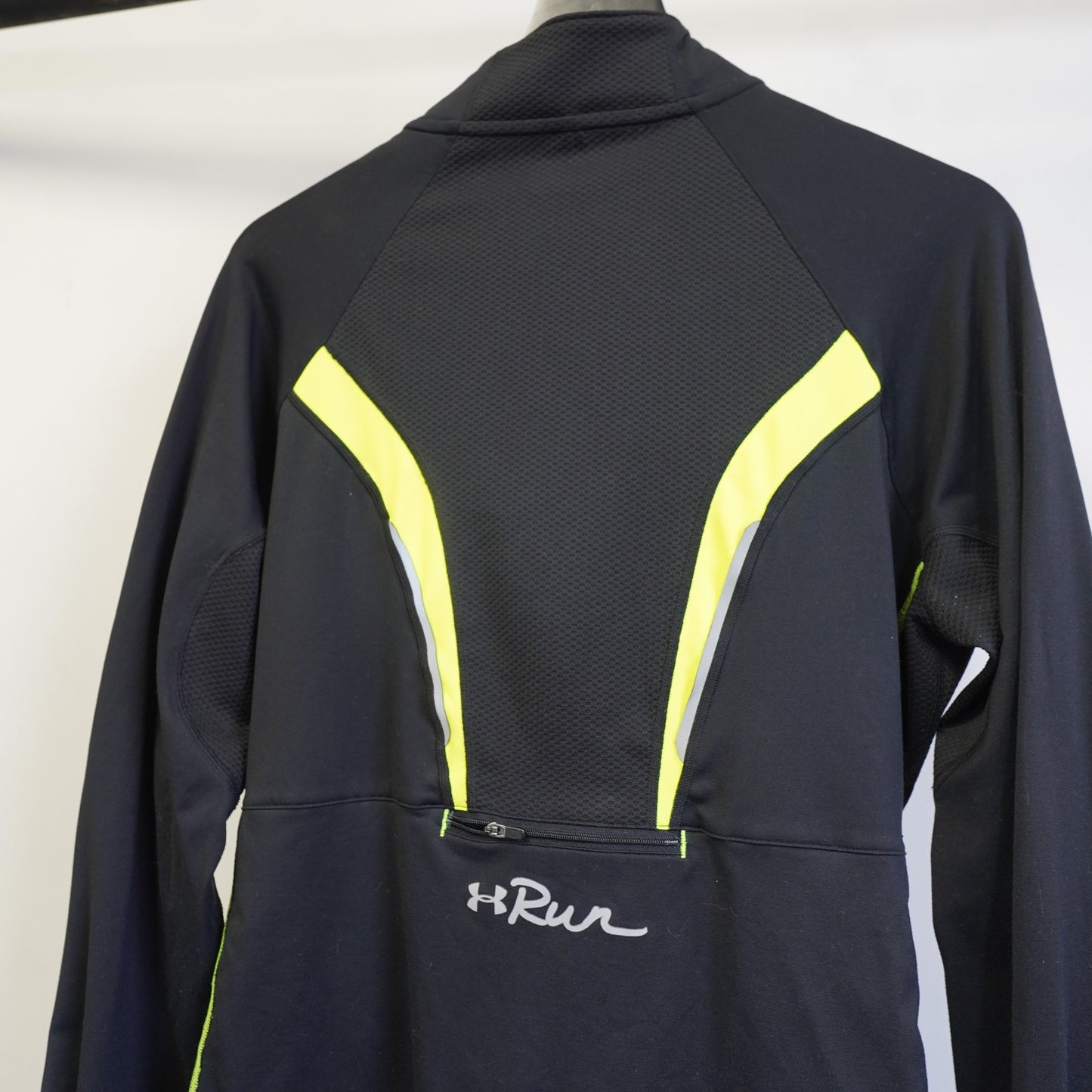 (XL) Under Armour Running Full Zip Semi-Fitted Cold Gear Jacket Men's XL Black Neon