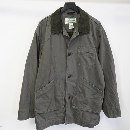 (L) Vintage L.L. Bean Field Coat Blanket Lined Men's L Gray Corduroy Jacket Plaid