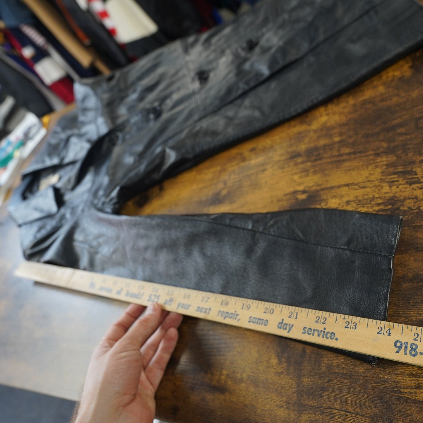 (Women's Sz. 4 ) Vintage Clio Genuine Leather 90s Coat Jacket Women's Sz. 4 Black Blazer Goth