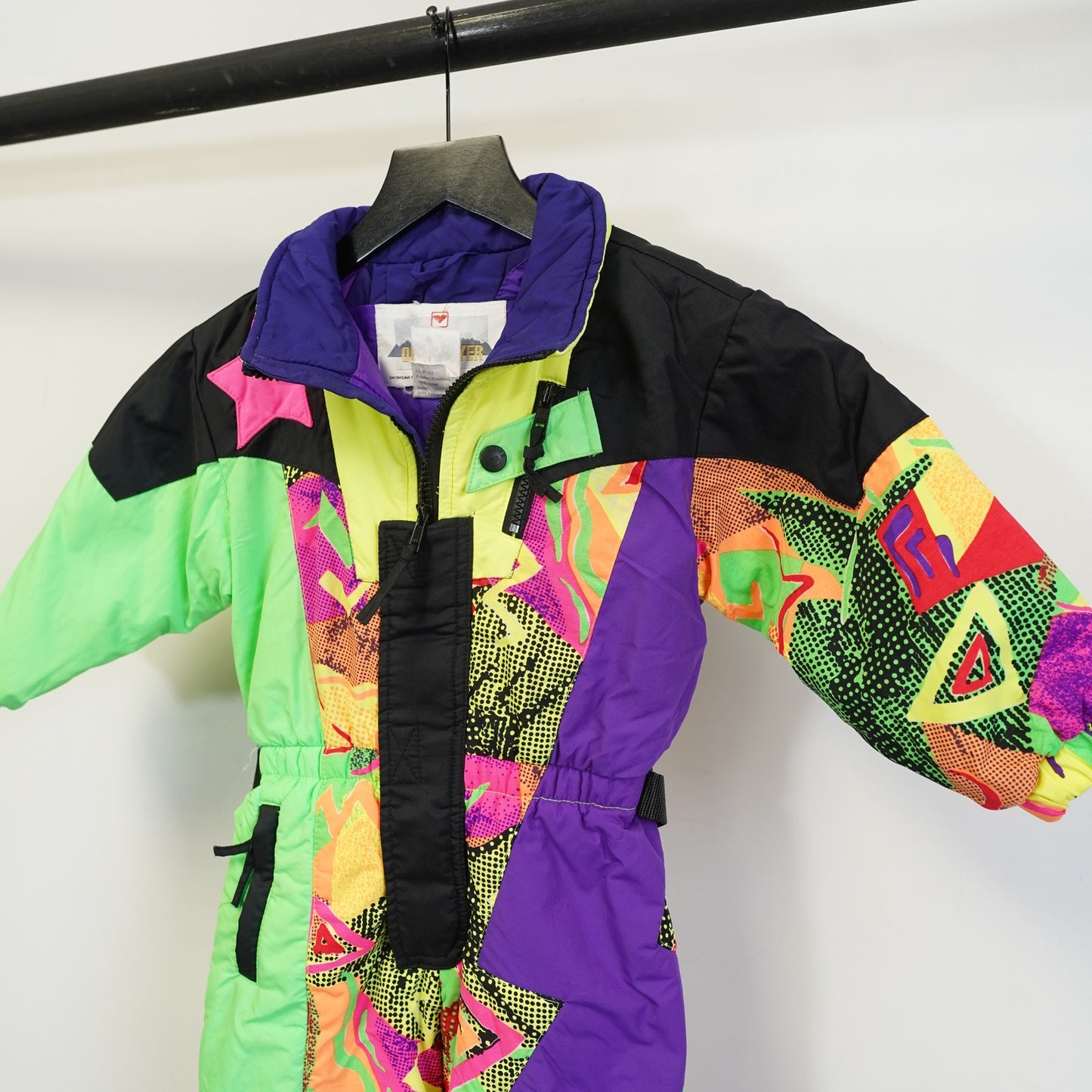 (3T) Vintage 90s Obermeyer Ski Suit Kids Sz. 3T Snowsuit All Over Print Geometric