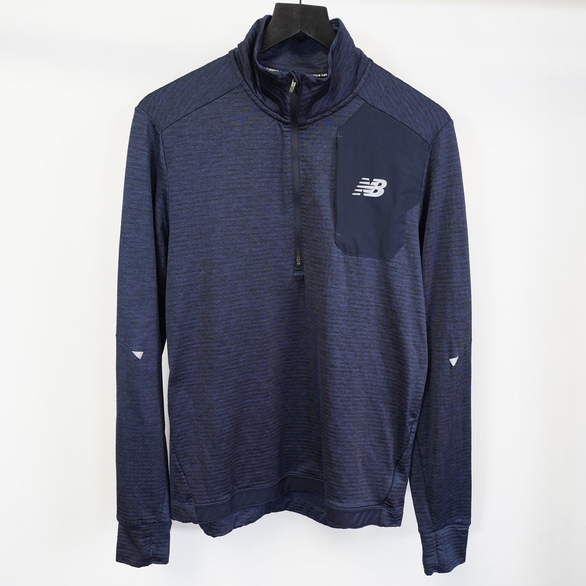 (M) New Balance Heat Grid Half Zip Pullover Running Jacket Men's M Navy Blue