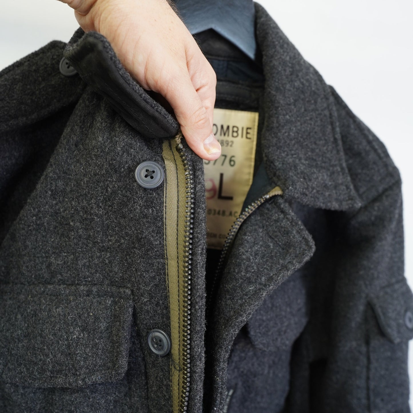 (L) Vintage Abercrombie & Fitch Wool Y2K Military Coat Jacket Men's L Gray Preppy