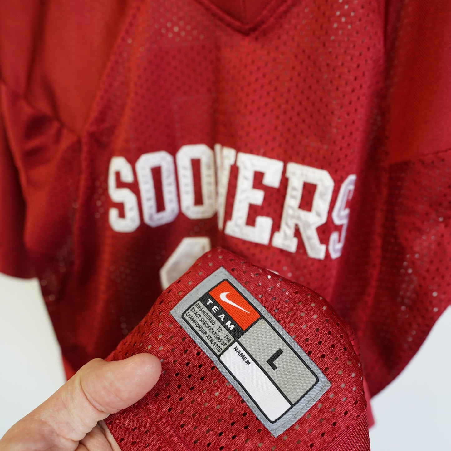 (Youth L) Oklahoma Sooners Nike Embroidered Football Jersey Kids Youth Large Red OU