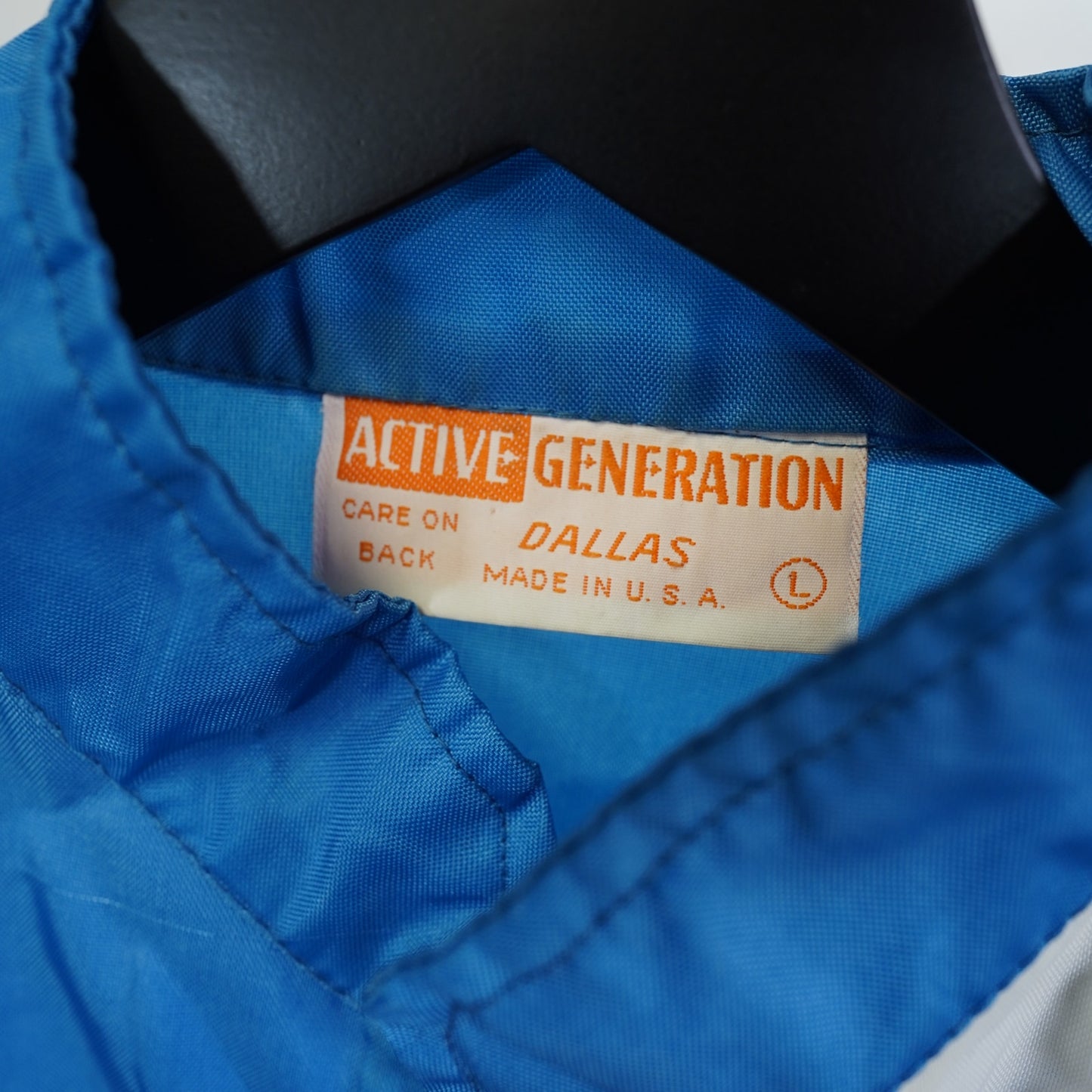 (L) True Vintage 1970s Alaska Light Racing Jacket Mens L Blue Stitched Biker Hot Rod