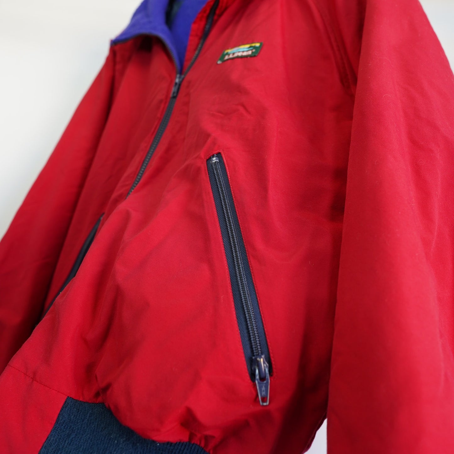(M) Vintage LL Bean Freeport Maine Fleece Lined 90s Warm Up Red Zip Jacket