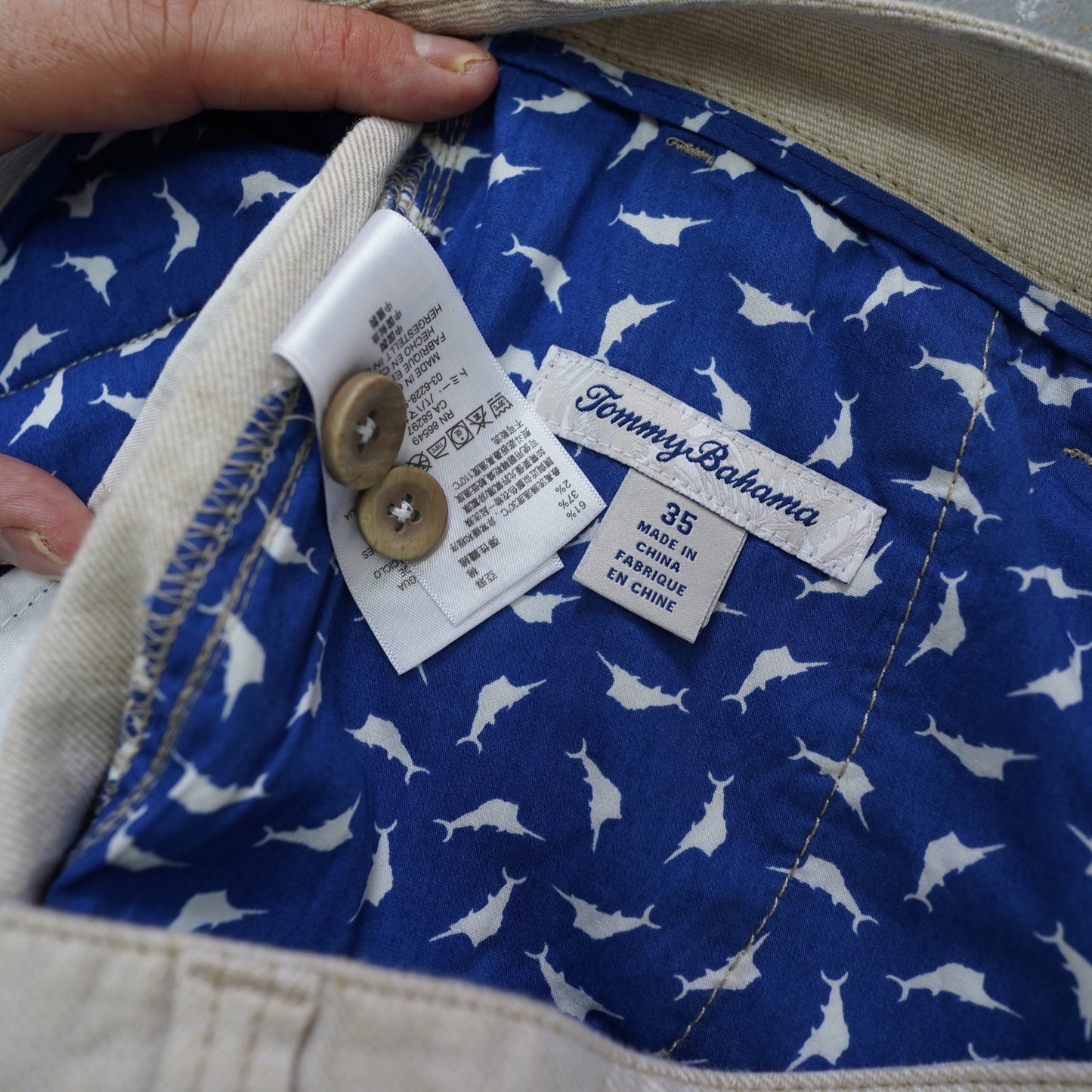(Sz. 35) Tommy Bahama Beige Linen Blend Shorts Men's Sz 35 Preppy Casual Tan Beach