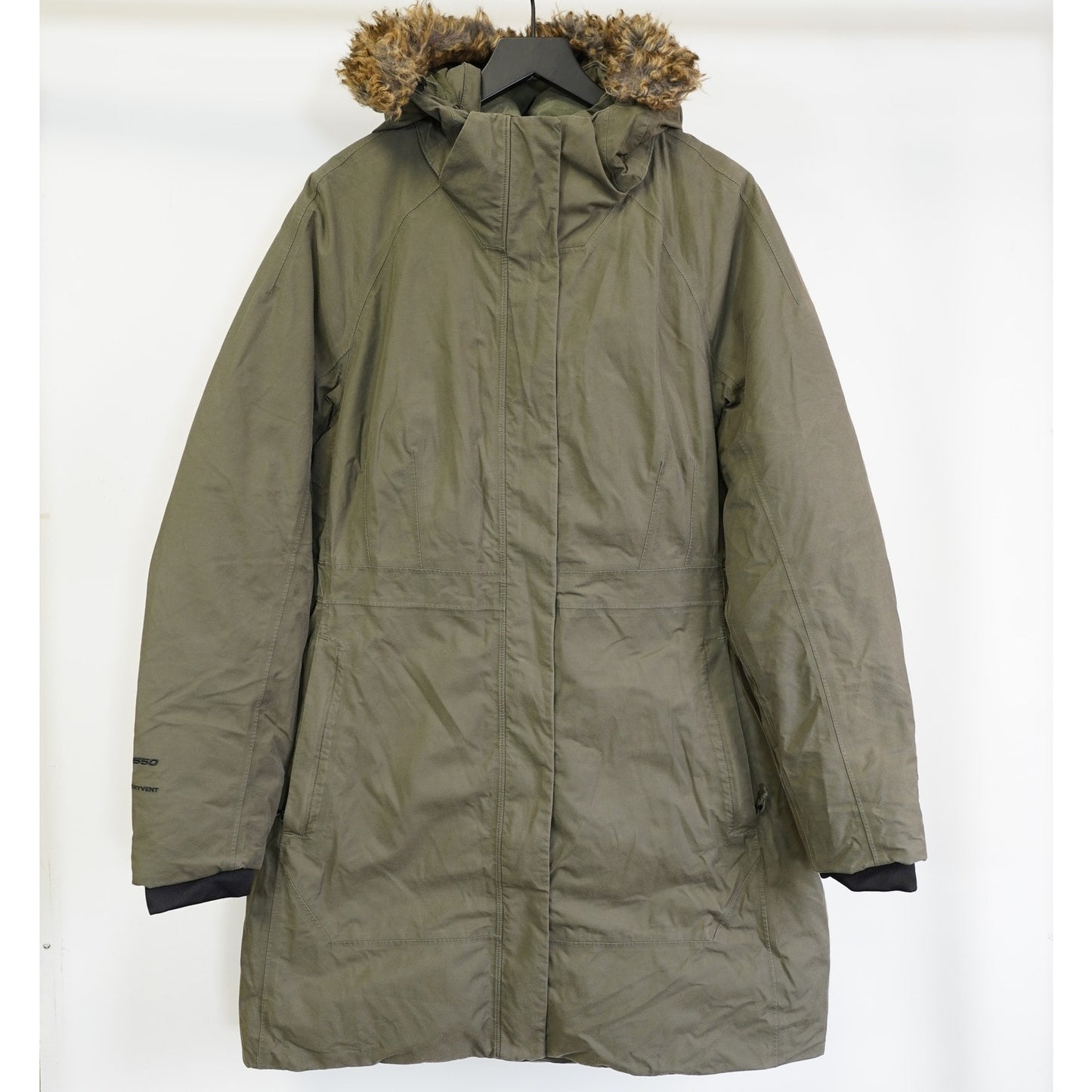 (Women's XXL) The North Face Arctic Parka Olive Green HyVent 550 Down Faux Fur Hood