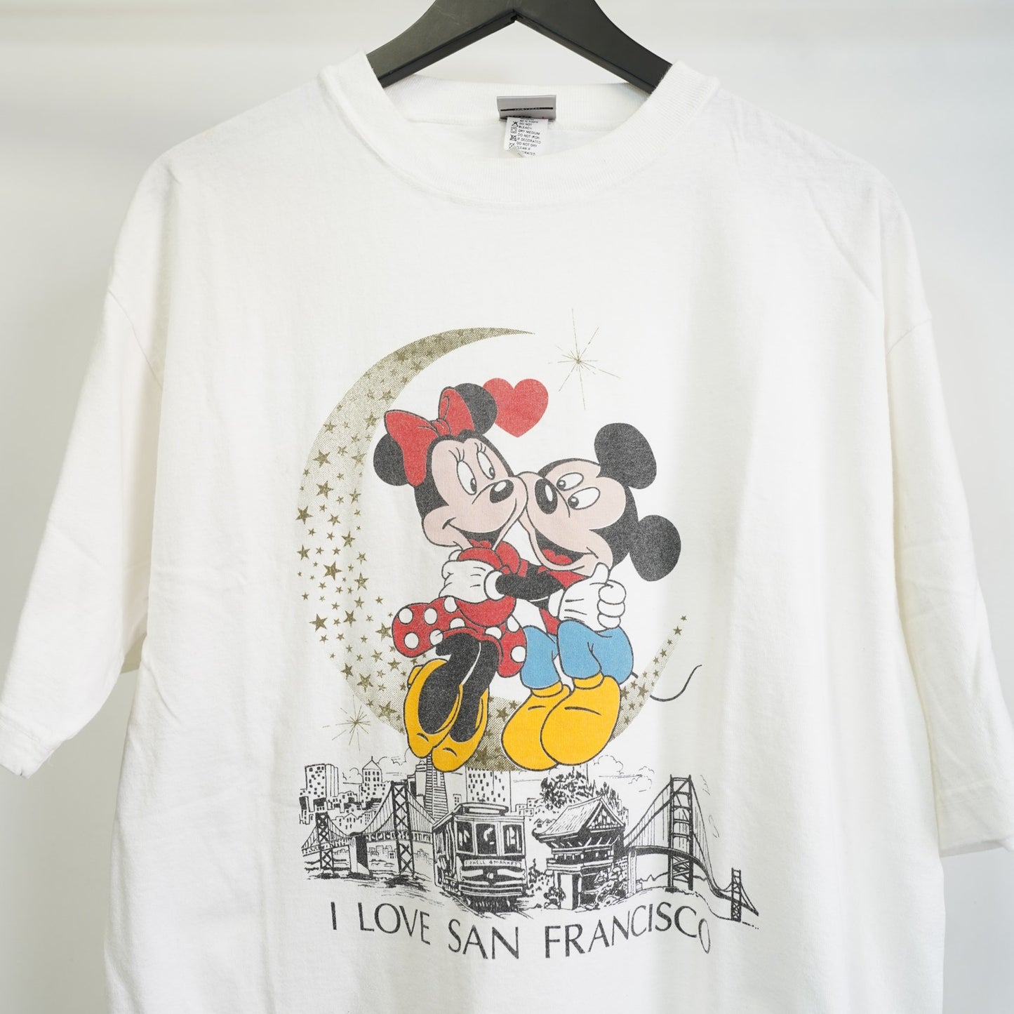 (L) Vintage Mickey & Minnie Mouse Disney T-Shirt Men's L White 90s San Francisco