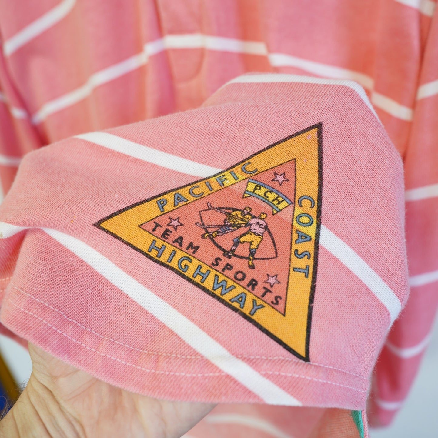 (XL) Vintage 90s Pink Striped Rugby Long Sleeve Polo Shirt Men's XL PCH Skate Surf